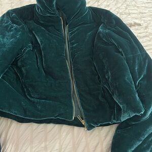 Shinestar Deep Green Velvet Teddy Jacket